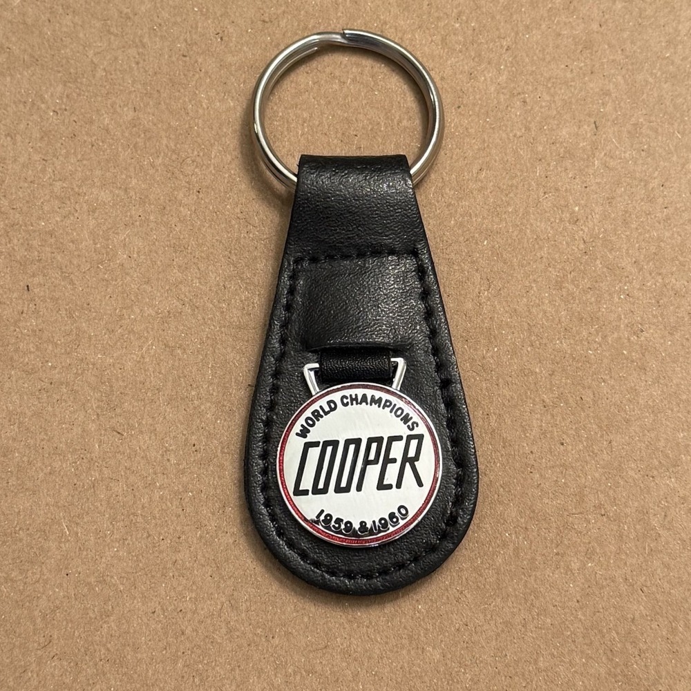 Mini Cooper World Champions F1 Leather Keychain Car Automobile British Vintage